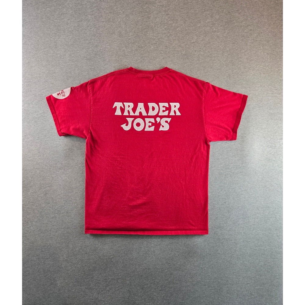 Trader Joe's T-Shirt Mens Medium Red Back Logo Short Sleeve Crewneck Employee
